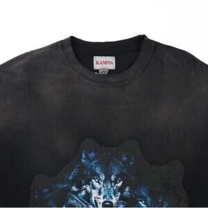 New KAMIYA KMY-WOLF” Distressed (BLACK) T-shirt Size XL